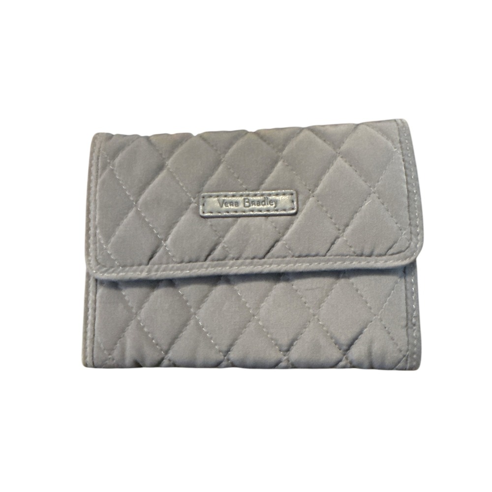 Vera Bradley Performance Twill RFID Riley Compact Wallet Gray Quilted Tri-Fold